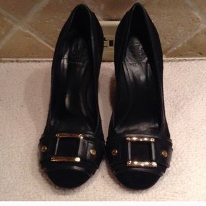 Tory Burch Black wedges- size 7